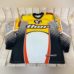 Vintage Thor Phase 3.0 Motocross Racing Yellow Grey Jersey Size XL